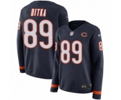 Women's Nike Chicago Bears #89 Mike Ditka Limited Navy Blue Therma Long Sleeve NFL Jersey