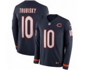 Youth Nike Chicago Bears #10 Mitchell Trubisky Limited Navy Blue Therma Long Sleeve NFL Jersey
