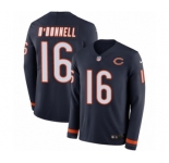 Youth Nike Chicago Bears #16 Pat O'Donnell Limited Navy Blue Therma Long Sleeve NFL Jersey