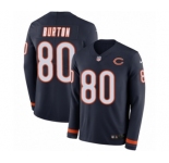 Youth Nike Chicago Bears #80 Trey Burton Limited Navy Blue Therma Long Sleeve NFL Jersey