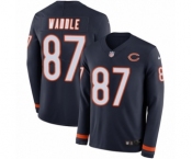 Youth Nike Chicago Bears #87 Tom Waddle Limited Navy Blue Therma Long Sleeve NFL Jersey