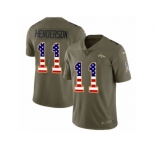 Men Nike Denver Broncos #11 Carlos Henderson Limited Olive USA Flag 2017 Salute to Service NFL Jersey