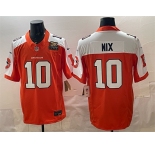 Men's Denver Broncos #10 Bo Nix Orange 2024 F.U.S.E. With 3-Time Champions Patch Throwback Vapor Limited Alternate Football Stitched Jersey