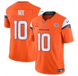 Men's Denver Broncos #10 Bo Nix Orange 2024 F.U.S.E. With Draft Pacth and 1-Star C Patch Vapor Limited Football Stitched Jersey
