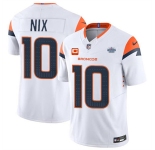 Men's Denver Broncos #10 Bo Nix White 2024 F.U.S.E. With Draft Pacth and 1-Star C Patch Vapor Limited Football Stitched Jersey