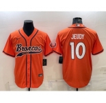Men's Denver Broncos #10 Jerry Jeudy Orange Stitched Cool Base Nike Baseball Jersey