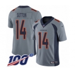 Men's Denver Broncos #14 Courtland Sutton Limited Silver Inverted Legend 100th Season Football Jersey