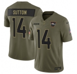 Men's Denver Broncos #14 Courtland Sutton Olive 2025 Salute to Service Limited Football Stitched Jersey