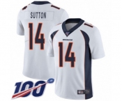 Men's Denver Broncos #14 Courtland Sutton White Vapor Untouchable Limited Player 100th Season Football Jersey
