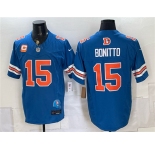 Men's Denver Broncos #15 Nik Bonitto Blue F.U.S.E. With 2-Star C Patch Throwback Vapor Limited Football Stitched Jersey