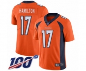 Men's Denver Broncos #17 DaeSean Hamilton Orange Team Color Vapor Untouchable Limited Player 100th Season Football Jersey