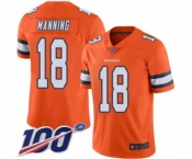 Men's Denver Broncos #18 Peyton Manning Limited Orange Rush Vapor Untouchable 100th Season Football Jersey