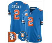 Men's Denver Broncos #2 Patrick Surtain II Blue F.U.S.E. With 2-Star C Patch Throwback Vapor Limited Football Stitched Jersey