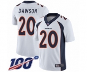 Men's Denver Broncos #20 Duke Dawson White Vapor Untouchable Limited Player 100th Season Football Jersey