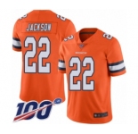 Men's Denver Broncos #22 Kareem Jackson Limited Orange Rush Vapor Untouchable 100th Season Football Jersey