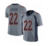 Men's Denver Broncos #22 Kareem Jackson Limited Silver Inverted Legend Football Jersey