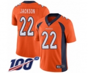 Men's Denver Broncos #22 Kareem Jackson Orange Team Color Vapor Untouchable Limited Player 100th Season Football Jersey