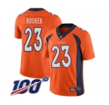 Men's Denver Broncos #23 Devontae Booker Orange Team Color Vapor Untouchable Limited Player 100th Season Football Jersey
