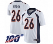 Men's Denver Broncos #26 Isaac Yiadom White Vapor Untouchable Limited Player 100th Season Football Jersey