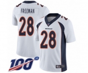 Men's Denver Broncos #28 Royce Freeman White Vapor Untouchable Limited Player 100th Season Football Jersey