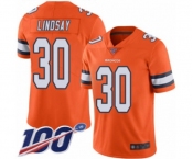 Men's Denver Broncos #30 Phillip Lindsay Limited Orange Rush Vapor Untouchable 100th Season Football Jersey