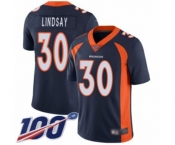Men's Denver Broncos #30 Phillip Lindsay Navy Blue Alternate Vapor Untouchable Limited Player 100th Season Football Jersey