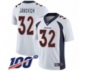 Men's Denver Broncos #32 Andy Janovich White Vapor Untouchable Limited Player 100th Season Football Jersey