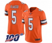 Men's Denver Broncos #5 Joe Flacco Limited Orange Rush Vapor Untouchable 100th Season Football Jersey