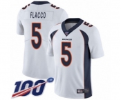 Men's Denver Broncos #5 Joe Flacco White Vapor Untouchable Limited Player 100th Season Football Jersey