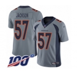 Men's Denver Broncos #57 Tom Jackson Limited Silver Inverted Legend 100th Season Football Jersey