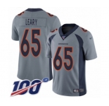Men's Denver Broncos #65 Ronald Leary Limited Silver Inverted Legend 100th Season Football Jersey