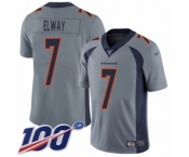 Men's Denver Broncos #7 John Elway Limited Silver Inverted Legend 100th Season Football Jersey