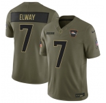 Men's Denver Broncos #7 John Elway Olive 2025 Salute to Service Limited Football Stitched Jersey