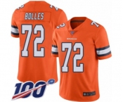Men's Denver Broncos #72 Garett Bolles Limited Orange Rush Vapor Untouchable 100th Season Football Jersey