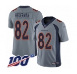 Men's Denver Broncos #82 Jeff Heuerman Limited Silver Inverted Legend 100th Season Football Jersey