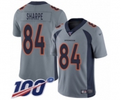 Men's Denver Broncos #84 Shannon Sharpe Limited Silver Inverted Legend 100th Season Football Jersey