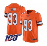 Men's Denver Broncos #93 Dre'Mont Jones Limited Orange Rush Vapor Untouchable 100th Season Football Jersey