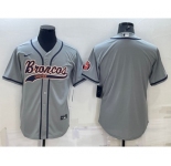 Men's Denver Broncos Blank Gray With Patch Cool Base Stitched Baseball Jersey
