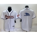 Men's Denver Broncos White Team Big Logo With Patch Cool Base Stitched Baseball Jersey