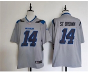 Men's Detroit Lions #14 Amon-Ra St. Brown Silver 2026 Rivalries Collection Limited Football Stitched Jersey