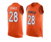 Men's Nike Denver Broncos #28 Jamaal Charles Limited Orange Player Name & Number Tank Top NFL Jersey