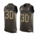 Men's Nike Denver Broncos #30 Phillip Lindsay Limited Green Salute to Service Tank Top NFL Jersey