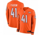 Men's Nike Denver Broncos #41 Isaac Yiadom Limited Orange Therma Long Sleeve NFL Jersey