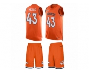 Men's Nike Denver Broncos #43 T.J. Ward Limited Orange Tank Top Suit NFL Jersey