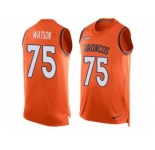 Men's Nike Denver Broncos #75 Menelik Watson Limited Orange Player Name & Number Tank Top NFL Jersey