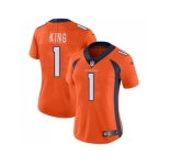 Women Nike Denver Broncos #1 Marquette King Orange Team Color Stitched NFL Vapor Untouchable Limited Jersey