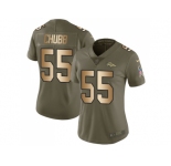 Women Nike Denver Broncos #55 Bradley Chubb Olive Gold Stitched NFL Limited 2017 Salute to Service Jersey