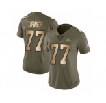Women Nike Denver Broncos #77 Billy Turner Limited Olive Gold 2017 Salute to Service NFL Jersey
