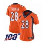 Women's Denver Broncos #28 Royce Freeman Orange Team Color Vapor Untouchable Limited Player 100th Season Football Jersey
