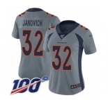 Women's Denver Broncos #32 Andy Janovich Limited Silver Inverted Legend 100th Season Football Jersey